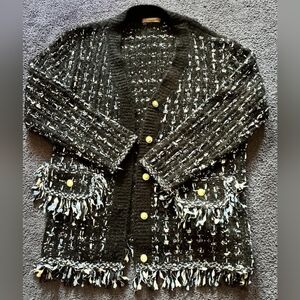 Anthropologie Tweed Oversized Sweater Blazer L